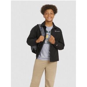 Champion‎ Boys' Size Large 14-16 Nylon Coach's Jacket Black, fleece line Shirt